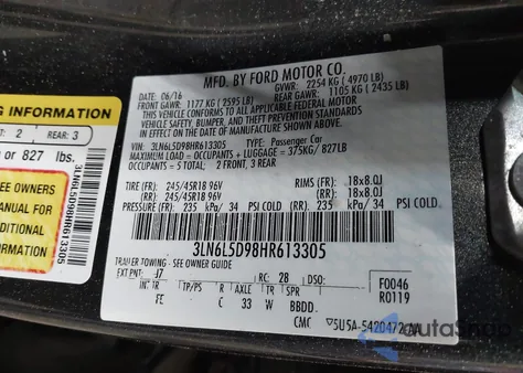 2017 Lincoln Mkz Select из США, поврежденный, VIN 3LN6L5D98HR613305